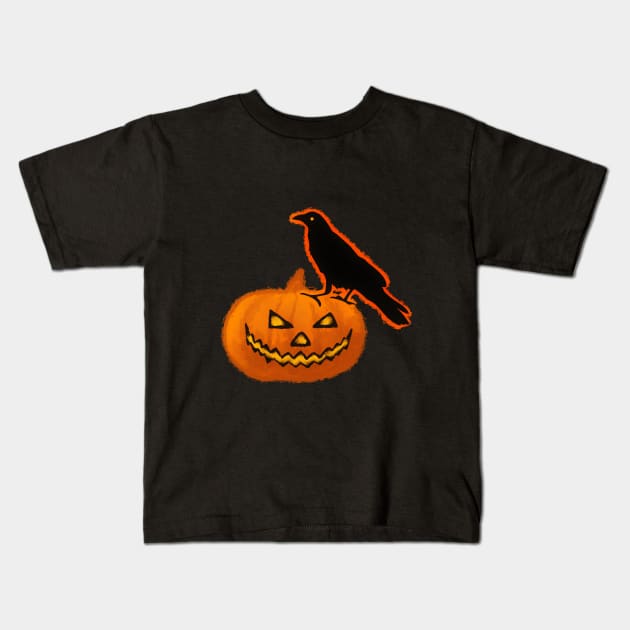 Halloween Crow Kids T-Shirt by Anastasiya Malakhova